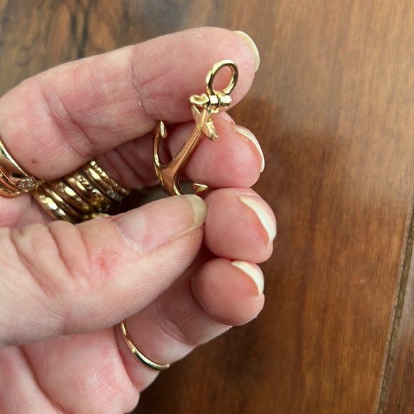 14k solid gold anchor pendant - Picture 3 of 5